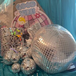 Silver Disco Ball Party Set 12 Piece Bundle
